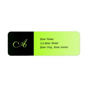 Neon Green and Black Monogram Address Labels