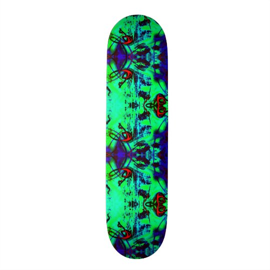 Neon Green And Blue Abstract Pattern 18.1 Cm Old School Skateboard Deck