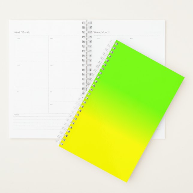 Neon Green and Neon Yellow Ombré  Shade Colour Fad Planner (Display)