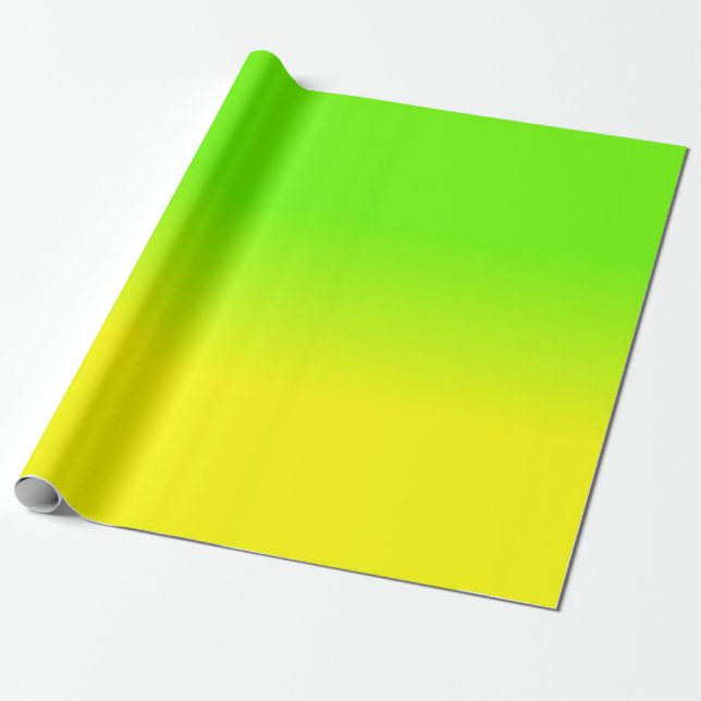 Neon Green and Neon Yellow Ombré  Shade Colour Fad Wrapping Paper (Unrolled)