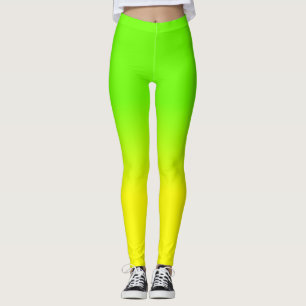 Neon Green and Neon Yellow Ombré  Shade Colour Leggings