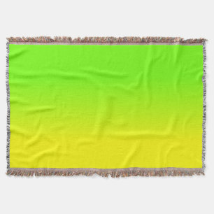 Neon Green and Neon Yellow Ombré Shade Colour Throw Blanket