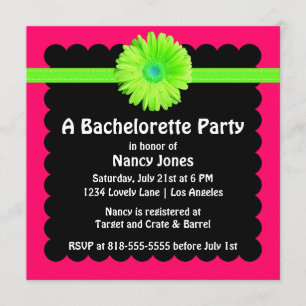 Neon Green and Pink Bachelorette Party Invitation