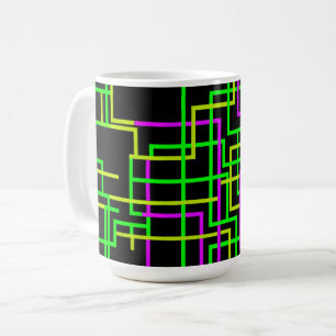 Neon Green and Pink Geometric Coffee Mug