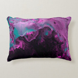 Neon green and purple creative painting, abstract  decorative cushion