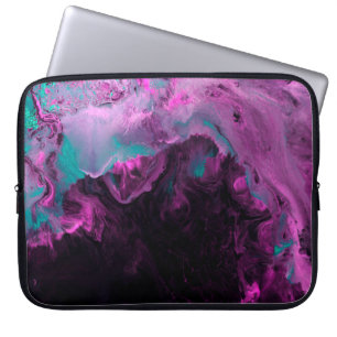 Neon green and purple creative painting, abstract  laptop sleeve