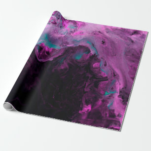Neon green and purple creative painting, abstract wrapping paper