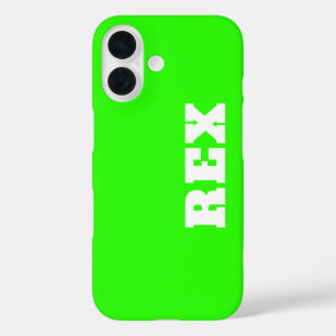 Neon Green and White Modern Name Pet iPhone 16 Case