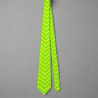 neon green and yellow zigzags tie