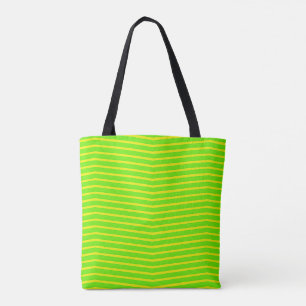 neon green and yellow zigzags tote bag