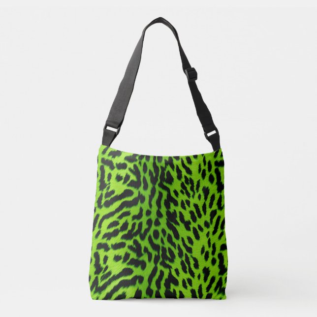 Neon Green animal skin pattern Animalia Crossbody Bag (Front)