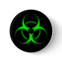 Neon Green Biohazard Symbol Button