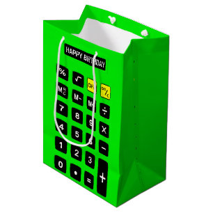 Neon Green Birthday Calculator  Medium Gift Bag