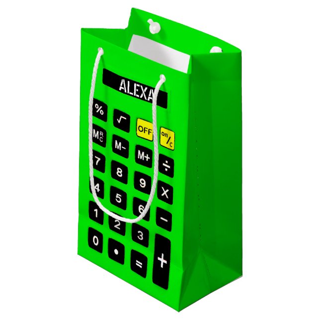 Neon Green Birthday Calculator   Small Gift Bag (Front Angled)