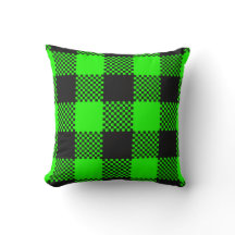 Neon Green Black Buffalo Plaid Halloween 