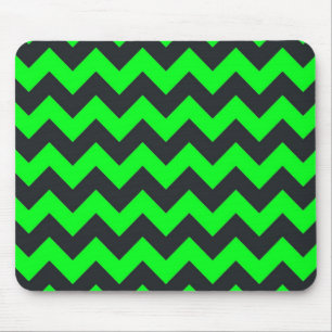 Neon green black chevron pattern mouse mat