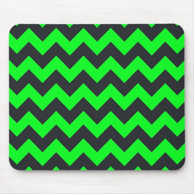 Neon green black chevron pattern mouse mat (Front)