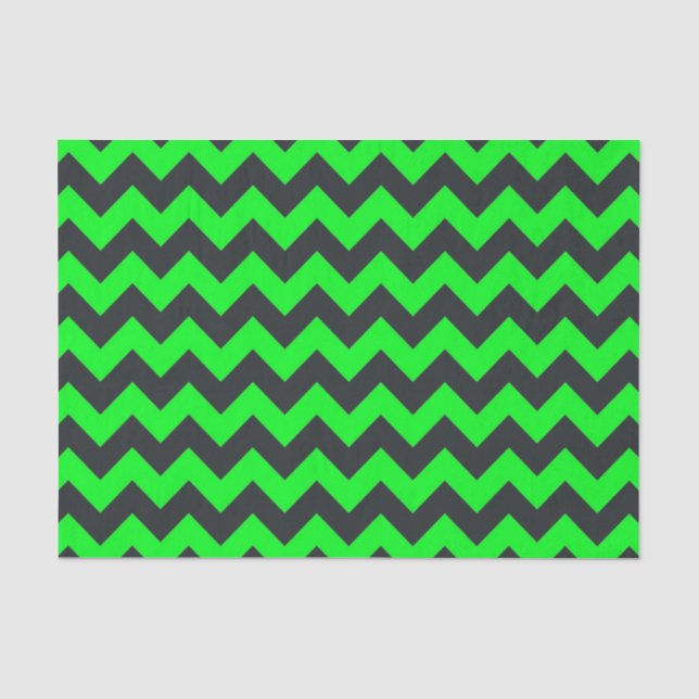 Neon green black chevron pattern tissue paper (Front)