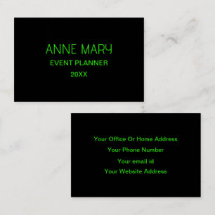 Neon Green Black Custom Colour Wedding Professiona Business Card