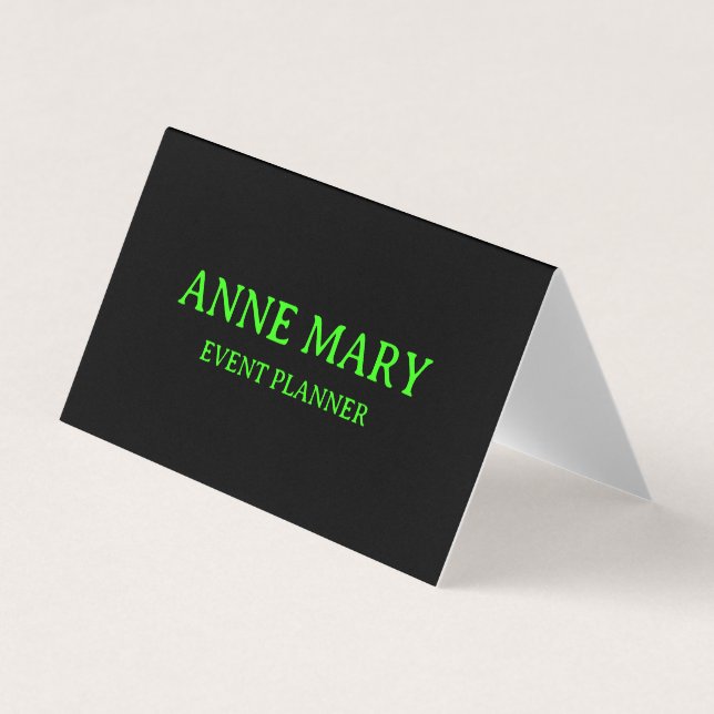 Neon Green Black Custom Colour Wedding Trendy Cool Business Card (Front)