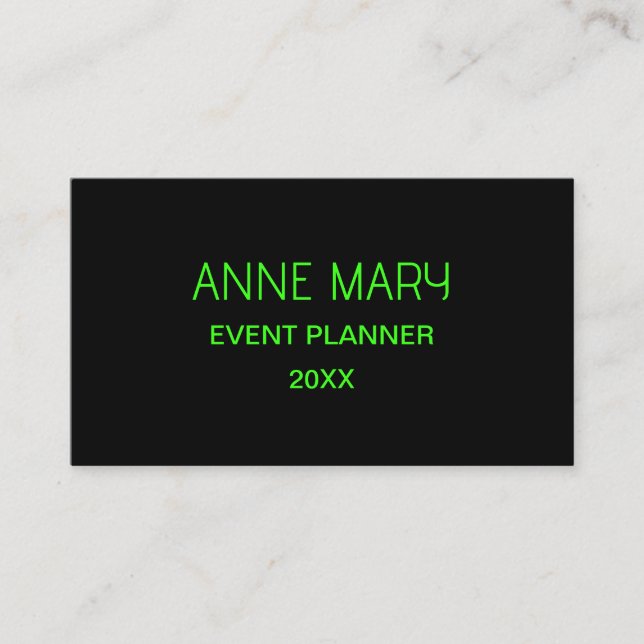 Neon Green Black Custom Colour Weddings Modern 202 Business Card (Front)