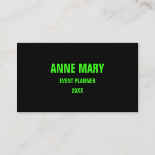 Neon Green Black Custom Colour Weddings Modern Coo Business Card