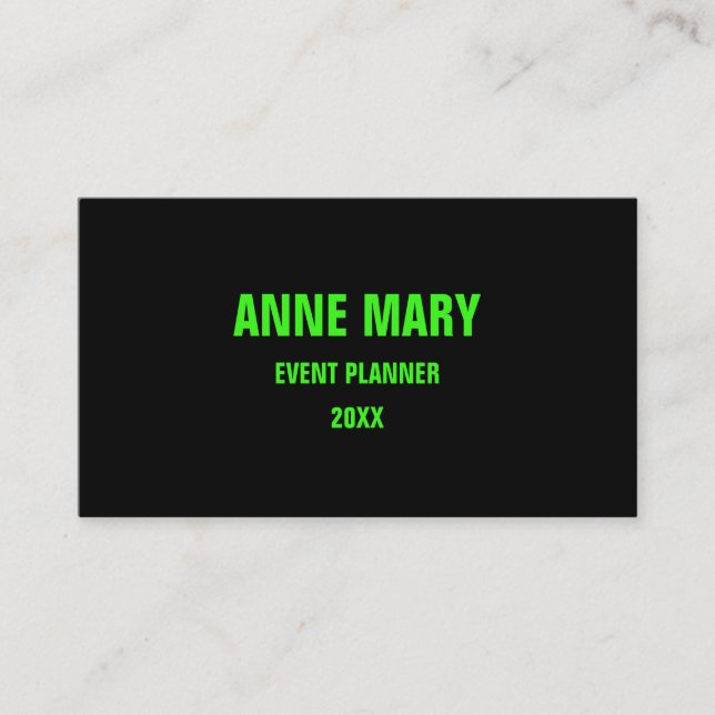 Neon Green Black Custom Colour Weddings Modern Coo Business Card (Front)