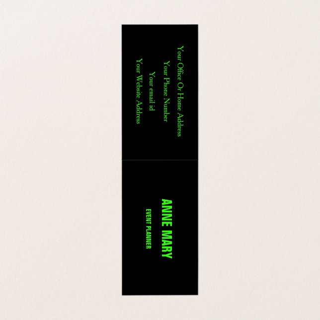 Neon Green Black Custom Colour Weddings Modern Coo Business Card (Outside Unfolded)