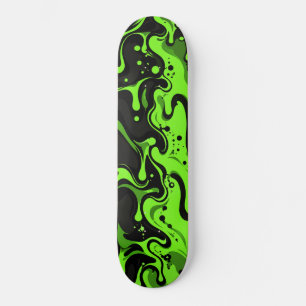 Neon Green Black Slime Drip Melting Skateboard