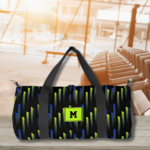 Neon Green Blue Abstract Geometric Gym Sports  Duffle Bag