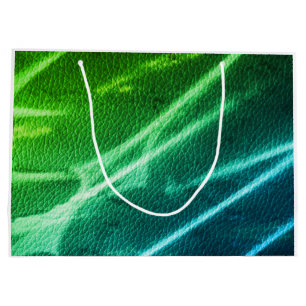 NEON green blue modern stripes streaks of colour Large Gift Bag