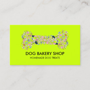 Neon Green Bone Homemade Dog Treats Business Card