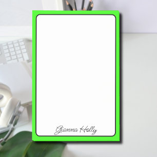 Neon Green Border Minimalist Professional Name  Post-it Notes