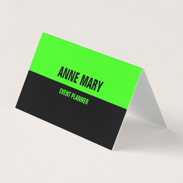 Neon Green Bright Colourful Double Colour Custom  Business Card (Front)