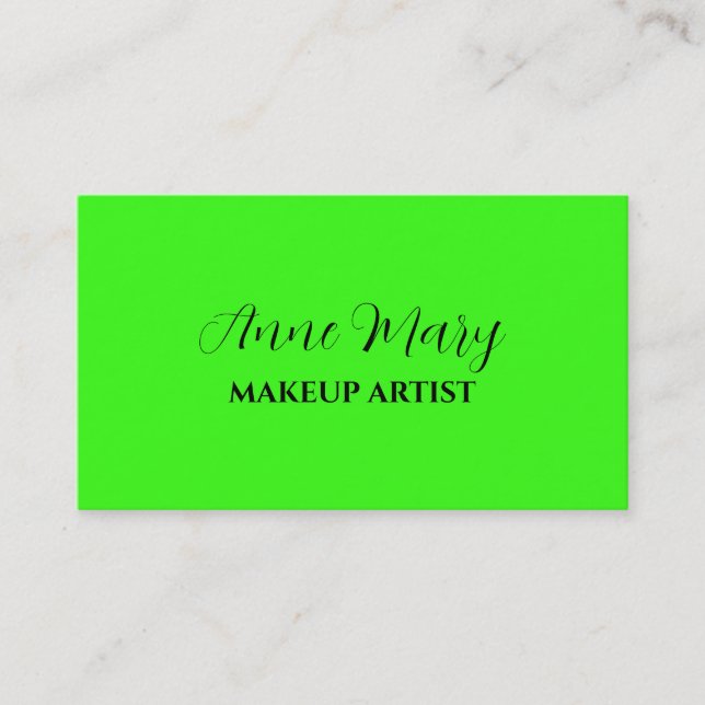 Neon Green Bright Colourful Makeup Artist Salon Business Card (Front)