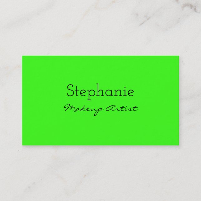 Neon Green Bright Colourful Makeup Artist Salon Sp Business Card (Front)