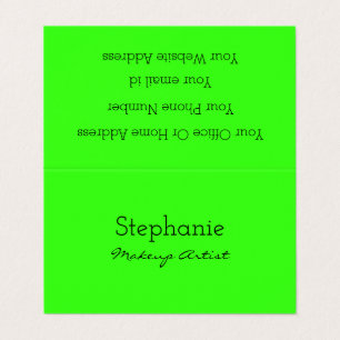 Neon Green Bright Colourful Salon Spa Makeup Artis Business Card