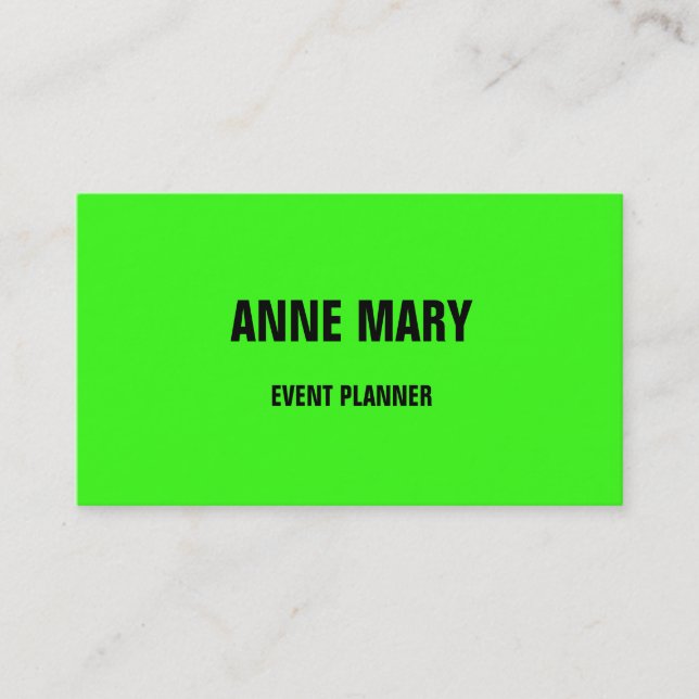 Neon Green Bright Colourful Wedding Event  2025 Business Card (Front)