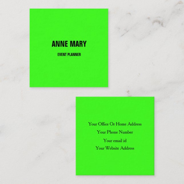 Neon Green Bright Colourful Wedding Event Custom Appointment Card (Front/Back)