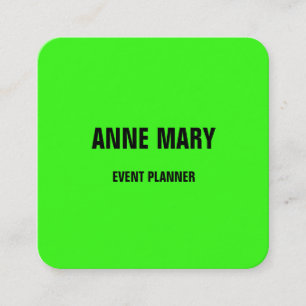 Neon Green Bright Colourful Wedding Event Planner2 Square Business Card