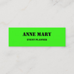Neon Green Bright Colourful Wedding Event Planner Mini Business Card