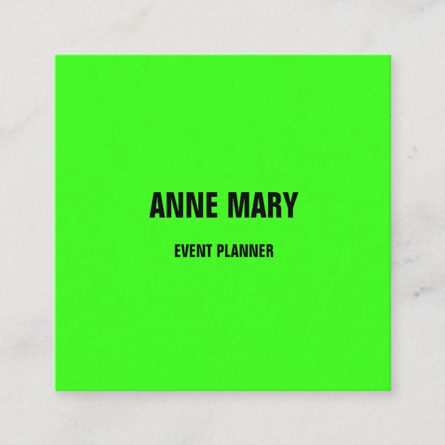 Neon Green Bright Colourful Wedding Event Trendy Calling Card (Front)