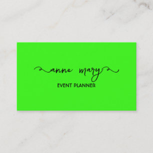 Neon Green Bright Colourful Wedding Events Modern Business Card