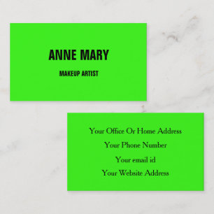 Neon Green Bright Colourful Wedding Makeup Artist Business Card