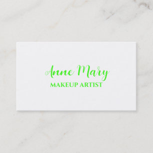Neon Green Bright Makeup Artist Salon Custom White Business Card