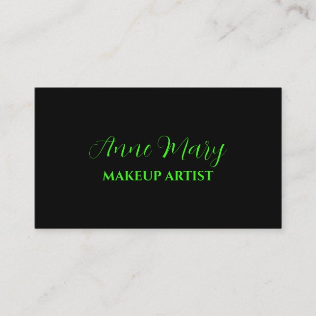 Neon Green Bright Script Makeup Artist Salon 2023 Business Card (Front)