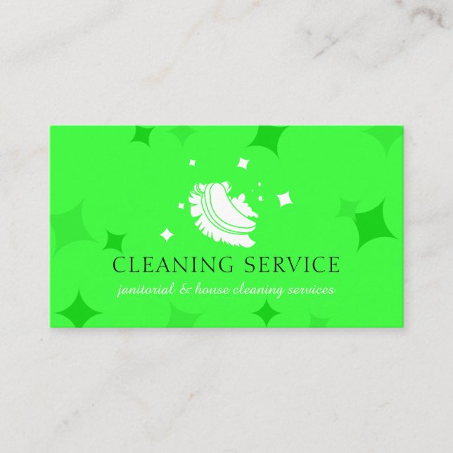 Neon Green Bubble Housekeeper Cleaning Washing Business Card (Front)