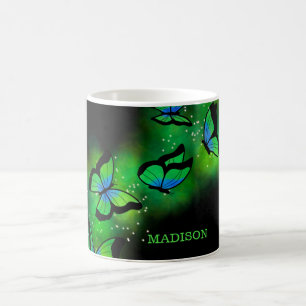 Neon Green Butterflies Coffee Mug