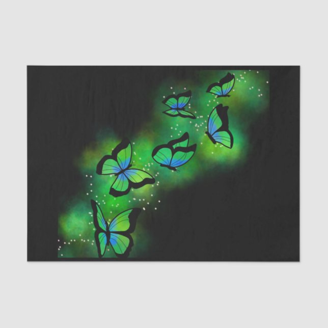 Neon Green Butterflies Tissue Paper (Front)