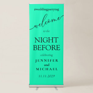 Neon Green Calligraphy Welcome to the wedding Retractable Banner